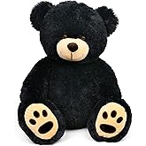 LotFancy Teddy Bear Stuffed Animals, 20 inch Soft Cuddly Plush Black Bear, Cute Toy with Footprints, Gift for Kids Baby Toddl