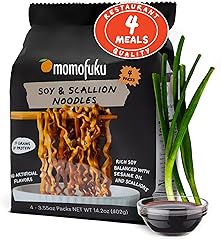 Momofuku Soy and Scallion Ramen Noodles by David Chang, 4 Pack of Restaurant Quality Air-Dried Instant Noodles Now with More 
