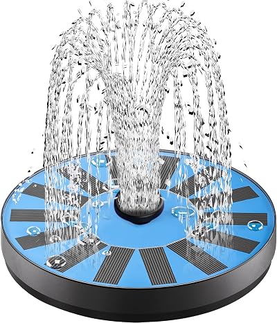 SZMP Solar Fountain Bird Bath with Glass Panel 7 Nozzles 4 Fixers