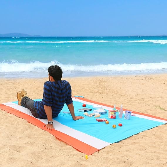 WolfWise 270x210cm Beach Blanket, Sand Proof Large Beach Mat Water Resistant Picnic Blanket