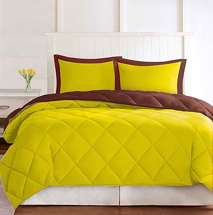Buy Omoroze Brown Yellow Reversible Ac Double Bed Comforter