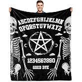 Jekeno Ouija Board Blanket Pentagram Gothic Witch Gifts Skeleton Skull Spooky Horror Gift for Women Men Kids for Halloween Birthday Christmas(50x60 Inch)