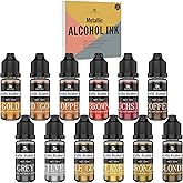 Metallic Alcohol Ink Set - 12 Metal Color Alcohol-Based Inks for Epoxy Resin Art, Painting - Concentrated Shimmer Alcohol Pai