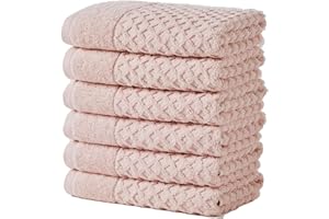 Great Bay Home Pink Bath Towels - 100% Cotton 6 Pack 26x16 Hand Towel Set - Absorbent, Durable, Quick-Dry Towels for Bathroom (Blush)