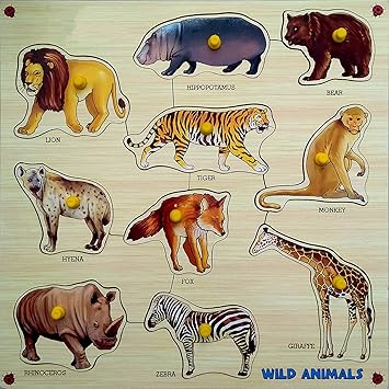 Webby Premium Wooden Wild Animals Educational Puzzle Toy