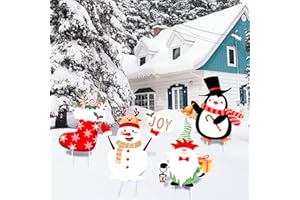 WAGEVEDEX Christmas Yard Sign of Christmas Decorations Outdoor - 4 Pack Christmas Decorative Garden Stakes with Gnome Snowman Joy Stocking Penguin, for Door Holiday Garden Lawn Home Pathway Walkway Xmas Decors