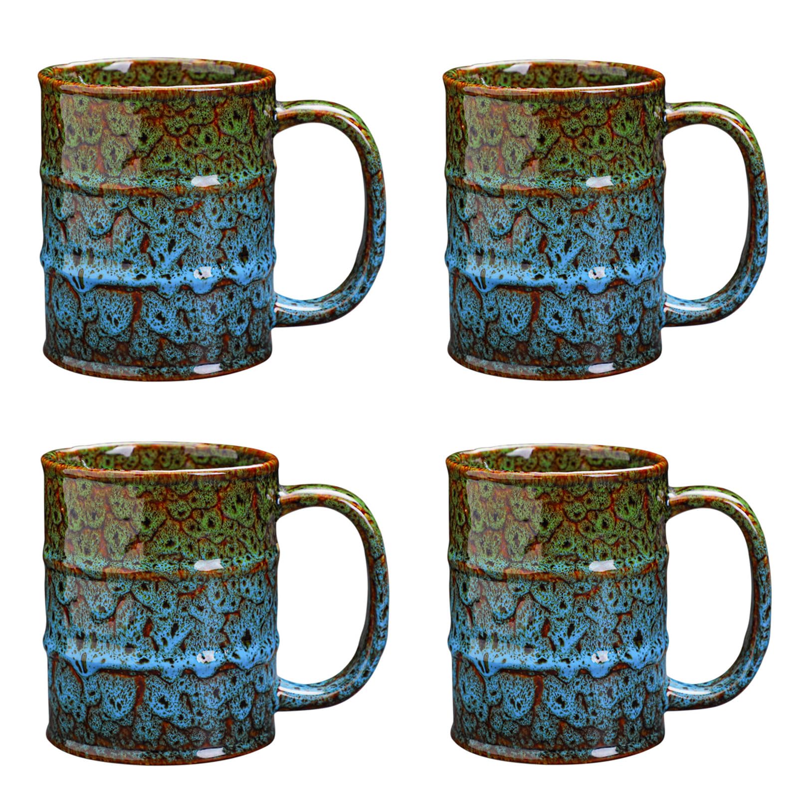 Photo 1 of Ceramic 20 oz Tea Cup - Large Coffee Mug for Office and Home - Dishwasher and Microwave Safe (4, Green and Blue)