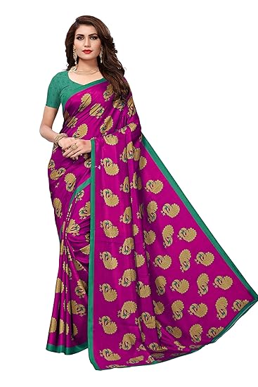 Winza Designer Womens kalamkari bhagalpuri Saree With Blouse (GOPALA)