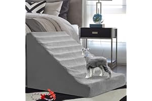 LitaiL Foam Dog Pet Stairs/Steps for High Beds, 8 Tiers 24.4 Inch Pet Stairs, Dog Ramp for Bed, Soft Foam Dog Ladder for Older Dogs/Cats, Injured Pets with Joint Pain
