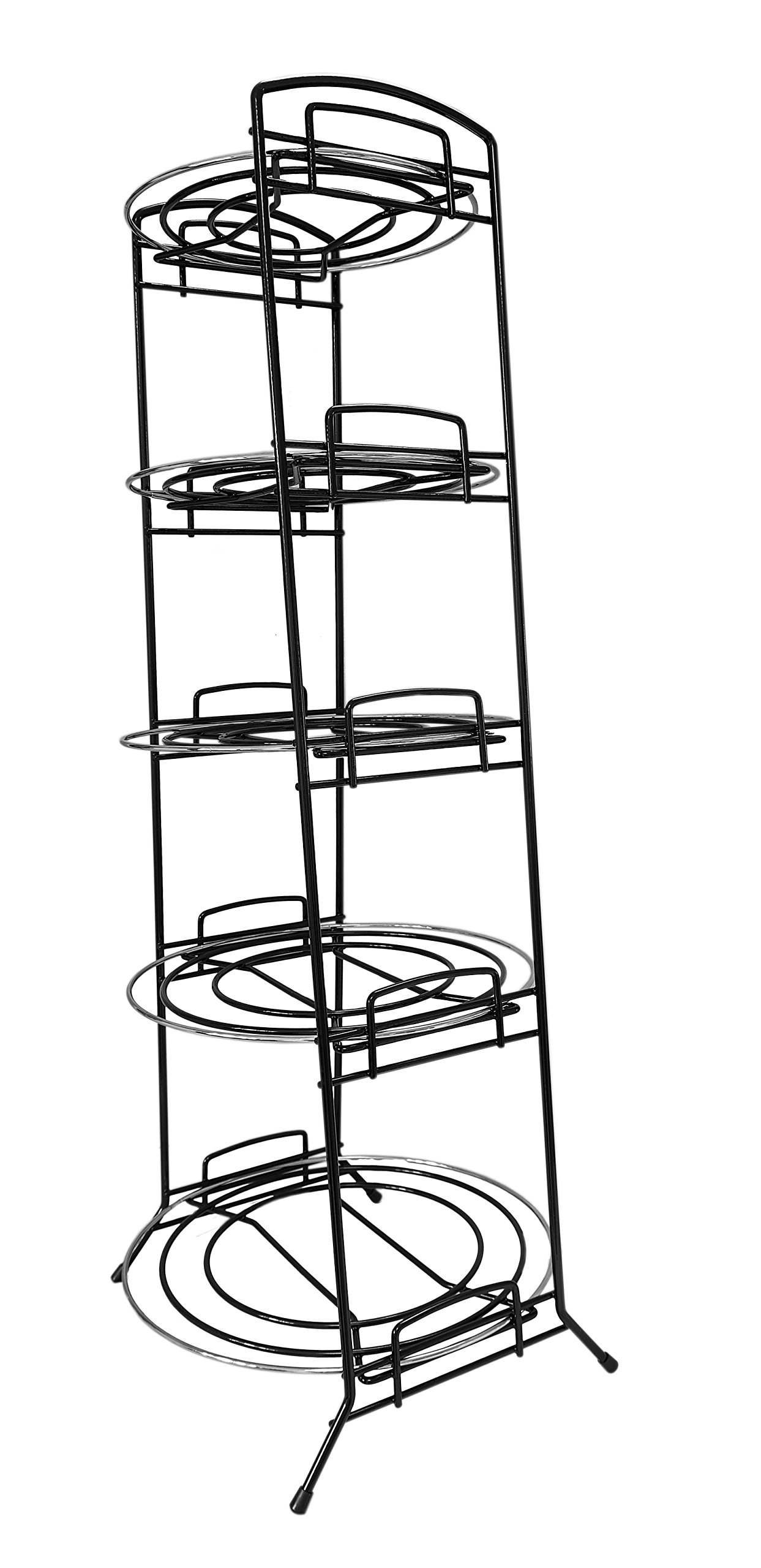 Delfinware 5 Tier Saucepan Stand - Black and Stainless Steel - No Assembly Required - 31.5 x 31.5 x 83cm (8120BF)