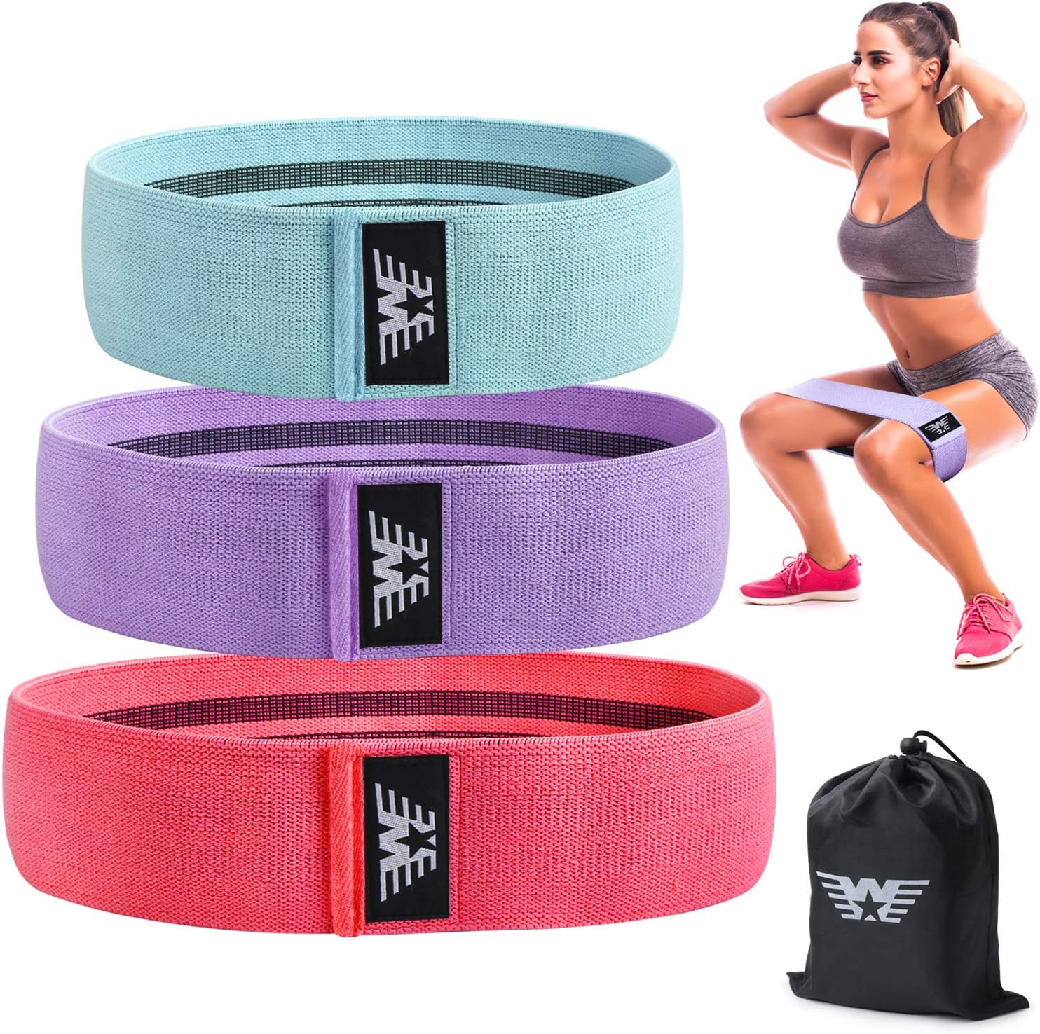 Walito Resistance Bands for Legs and Butt,Exercise Bands Set Booty Bands Hip Bands Wide Workout Bands Sports Fitness Bands Resistance Loops Band Anti Slip Elastic (Set 3)