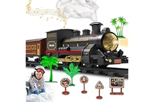 Train Set Electric Train Toys for Kids, Christmas Train Set with Smokes, Light & Sound for Under Christmas Tree, Toddler Mode