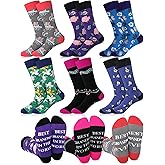 Floraltop 6 Pairs Grandma Socks for Mothers Day Gifts Funny Floral Cotton Crew Socks Best Grandma Ever Gifts from Grandkids Daughter Mom