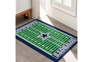 AYYQHC Football Field Design Entry Floor Mat,30" W x 18" H Blue Design Non-Slip Rubber Door Mat for Football Sports Fans, Home Decor Area Rug