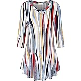 BAISHENGGT Women's V Neck 3/4 Sleeve Tunic Tops for Leggings Casual Dressy T-Shirts Blouses