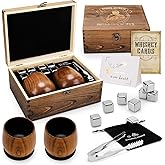 Ovveroche Wooden Bourbon Drinking Glasses Gift Set Bourbon Gifts for Men Charred Wooden Whiskey Glasses Wine Tumbler for Dad Men Boyfriend Father Friends Brother