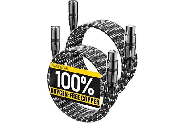 VANDESAIL Microphone Cable XLR Cables 15 Feet 2 Pack X LR Male to Female Balanced Microphone Cord 3 pin, XLR Cable, 15ft Mic