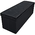 Otto & Ben Folding Chest with Memory Foam Seat Tufted Faux Leather Trunk Bedroom Ottomans Bench End Table, 45 Inch, Black