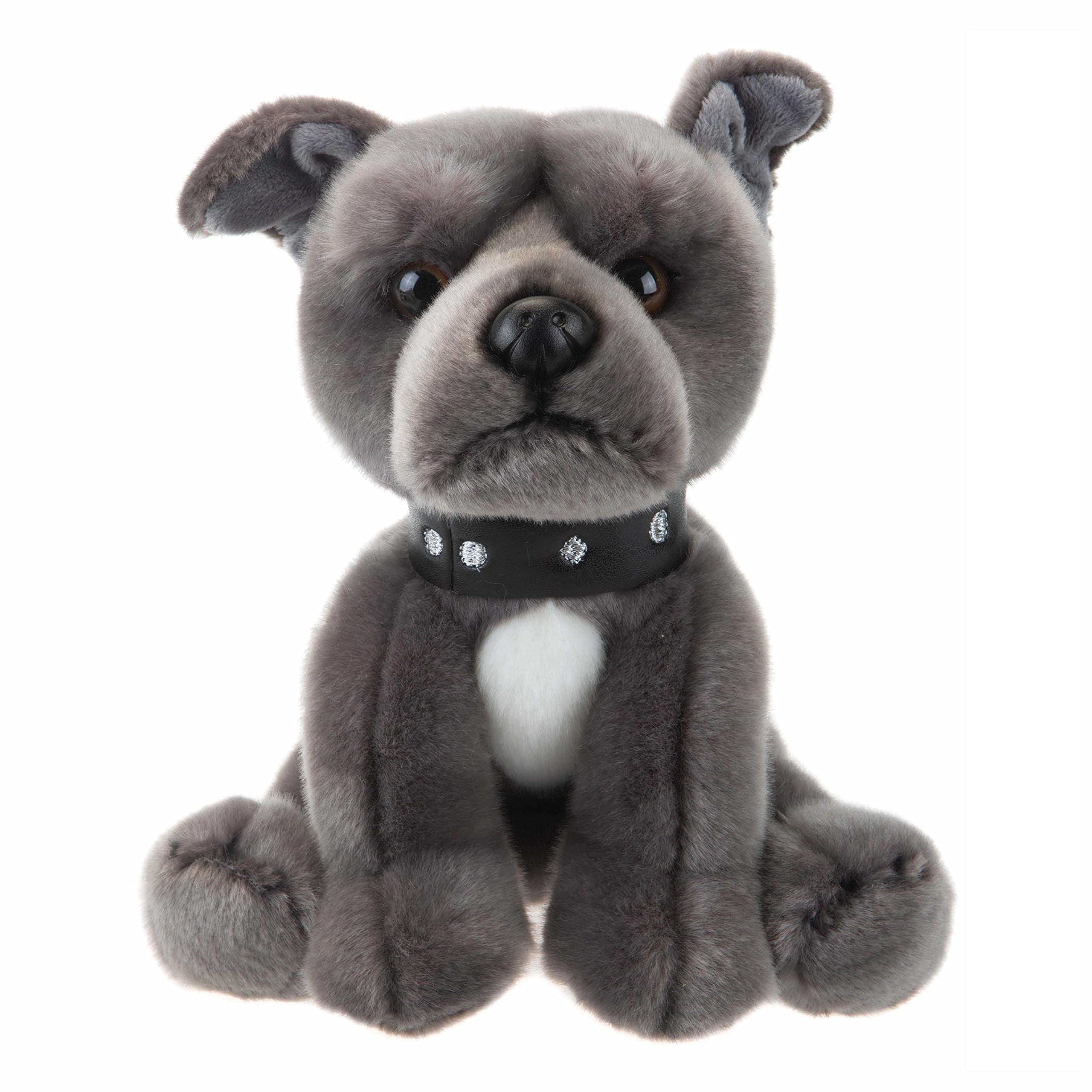VFM - Staffordshire Soft Toy Grey Staffy, Staffordshire Bull Terrier Dog Premium 30cm Soft Toy - Super Fluffy Luxury Lifelike Stuffed Animal Teddy - Natural World Collection