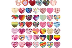 SAINYARH 48 Pcs Happy Valentine's Day Stickers, 1.7 Inch Waterproof Valentine Labels Stickers for Small Business, Cute Heart Decals for Gift Tags Cards Envelope Seals Boxes Gift Wrap Valentine Party Favors(G)