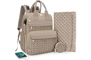 CandyHome Diaper Bag Backpack, Stylish Travel Baby Diaper Bags with Changing Pad, Insulated Pockets, Waterproof Baby Bag Converts into Tote Bag, Diaper Backpack, Stroller Bag (Khaki)