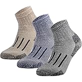 JORMATT Merino Wool Ankle Hiking Socks Men Outdoor Women Thermal Warm Cushioned Quarter Sock (2-3 Pairs)