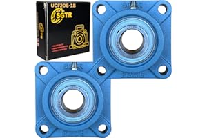 (2 Pack) Premium UCF206-18 Square Flange Bearing, Heavy Duty Industrial Grade, 1-1/8 inch Bore, Super Protective Seal, Self-A