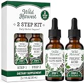 Wild Harvest Gut Cleanse, Blend Fulvic Acid, Wormwood, Clove &amp; Neem Extract, Balance &amp; Replenish Gut Health, Ingredients, Free From Gluten and Soy, Non-GMO, Gluten - Free for Men &amp; Women, 2x1 Floz