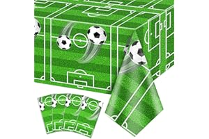 QUERICKY 4 Pack Soccer Party Tablecloths, Soccer Theme Birthday Table Cover, 51x87'' Plastic Disposable Rectangle Tablecloth for Men Boys Birthday Party Soccer Theme Party Decorations