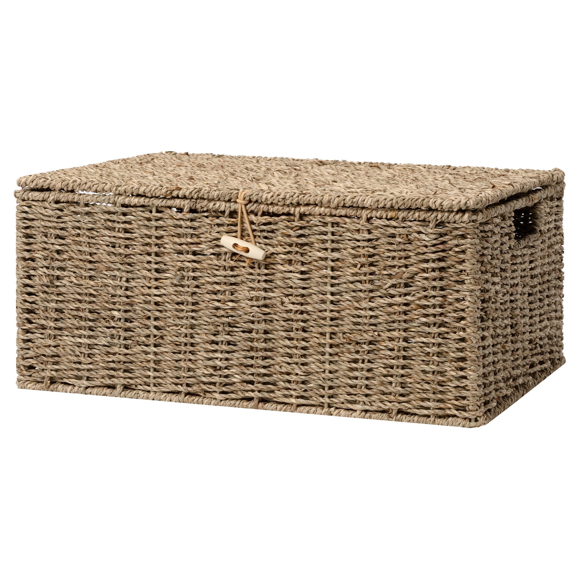 Photo 1 of *** DAMAGE** StorageWorks Extra Large Wicker Baskets with Lid for Organizing, Seagrass Storage Baskets for Shelves, Decorative Box with Built-in Handles, Natural, 1 Pack