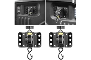 Hifybaty 2PCS Retractable Tie Down Straps for 2015-2025 Ford F150, Retractable Ratchet Straps 10 Ft Self Retracting Tie Down with Boxlink Plates Mounted Brackets Bed Mount Heavy Duty Bolt on