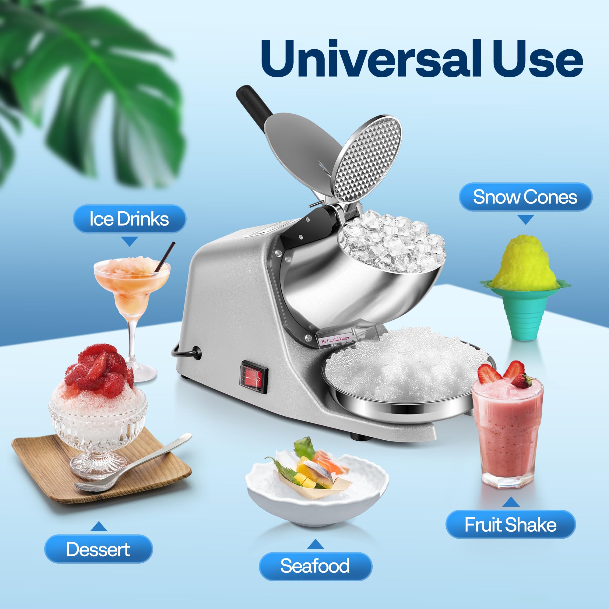 VIVOHOME Electric Ice Shaver Snow Cone Maker Machine Silver 143lbs/hr with Ice Pick for Home and Commercial Use