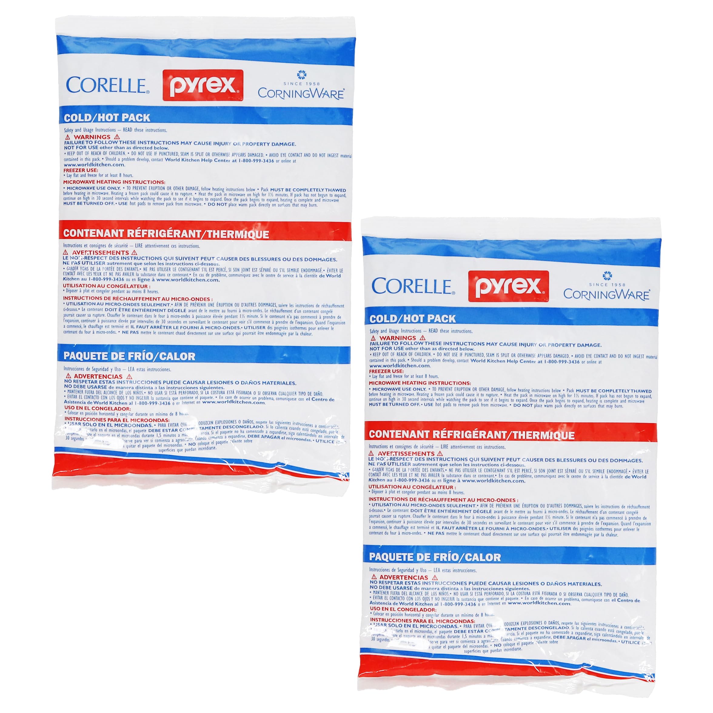 Pyrex Portables Large 11" x 7" Hot/Cold Pack - 3 Pack