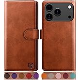 SUANPOT Compatible with iPhone 17 Pro 6.3" Wallet case with RFID Blocking Credit Card Holder,Flip Book PU Leather Protective Cover Women Men for Apple 17 Pro Phone case Light Brown