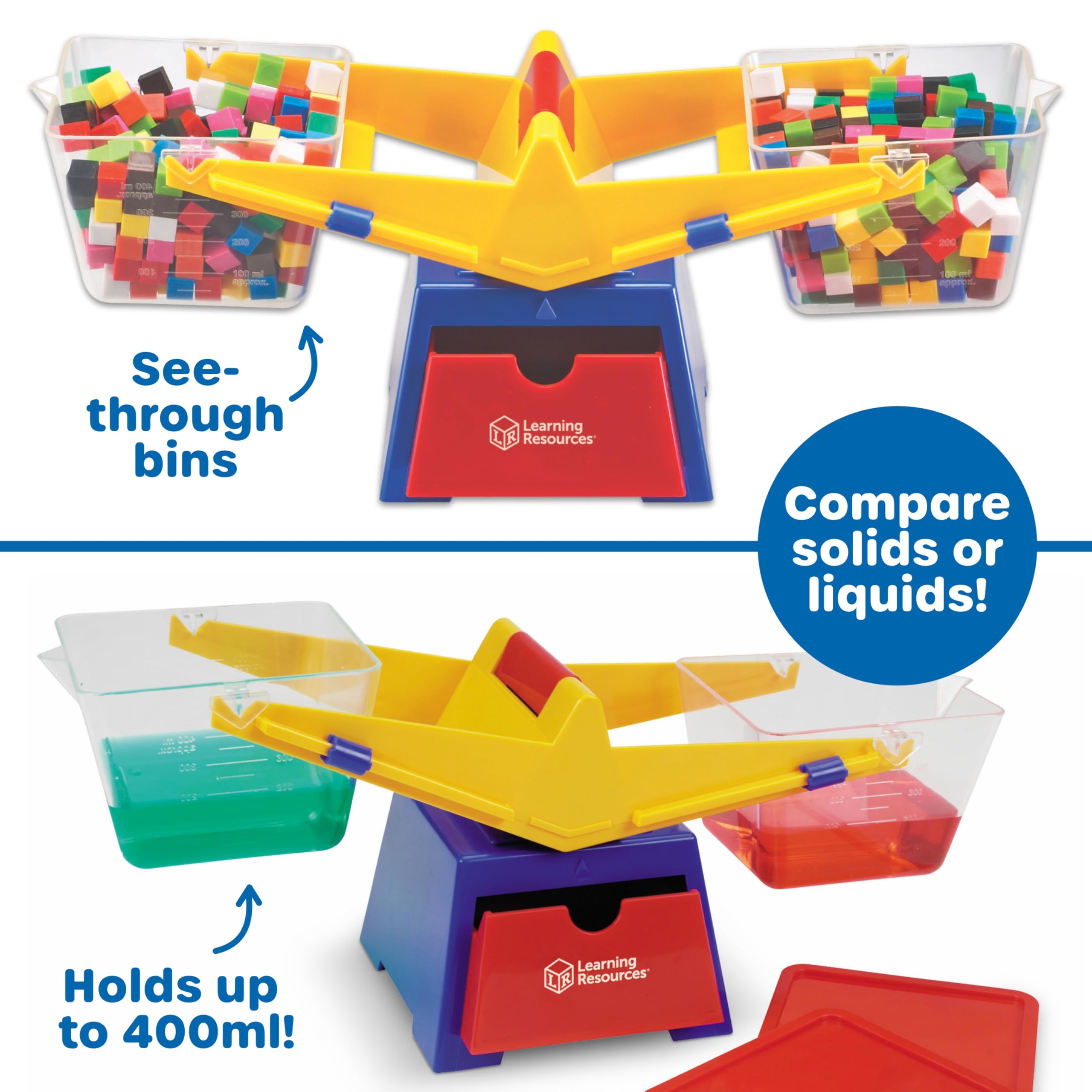 Learning Resources Primary Bucket Balance Teaching Scale - 1 Piece, Ages 3+, Math for Preschoolers, Classroom Balance Scale, Balance Scale for Kids, Science for Kids,Back to School Supplies