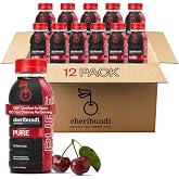 Cheribundi 100% Tart Cherry Juice Pure - Unsweetened - 8 fl oz, 12 Pack | Tart Cherry Fruit Juice, Natural Immune Health &amp; Sleep Support, Antioxidant Drink for Active Lifestyles, Zero Added Sugars