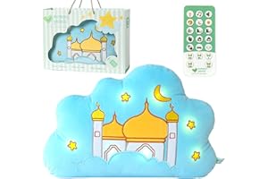 Mommy Yasmin - Soothe & Glow Talking Cloud | Muslim & Islamic Toy | Eid Gift | Quran & Dua | Interactive + Relaxing | Remote | for Baby + Toddlers + Kids (Blue)