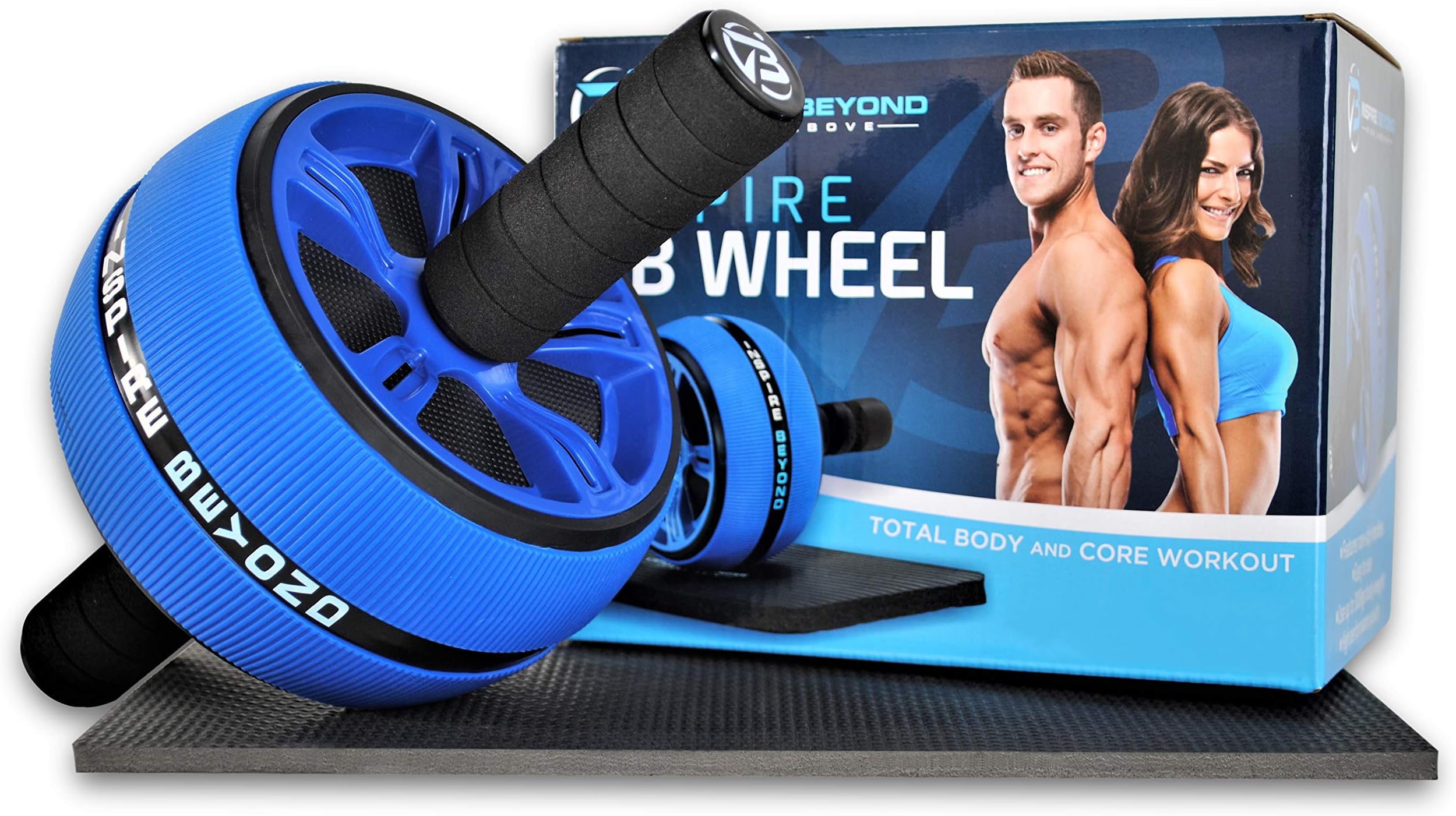 inspire ab roller wheel - The perfect gym fitness workout core training wheel ab carver pro roller and 6 pack abs - advanced non slip rubber - comfortable foam knee pad and grip handles
