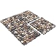PURE ERA Pebble Interlocking Floor Deck Tiles Polished Real Stone Tile Indoor Outdoor Use 12”x12” (4Pcs, 4 sq. Ft, Polished Mixed Color)- Great Upgrade to Patio Backyard Pathway