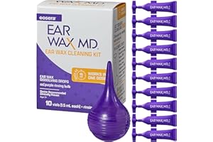 EARWAX MD eosera Ear Wax MD Cleaning Kit - Fast-Acting Ear Wax Removal Drops & Rinse Bulb - Doctor Recommended, Clinically Proven Earwax Dissolver for Adults & Kids - Works in 15 Minutes - 10 Vials