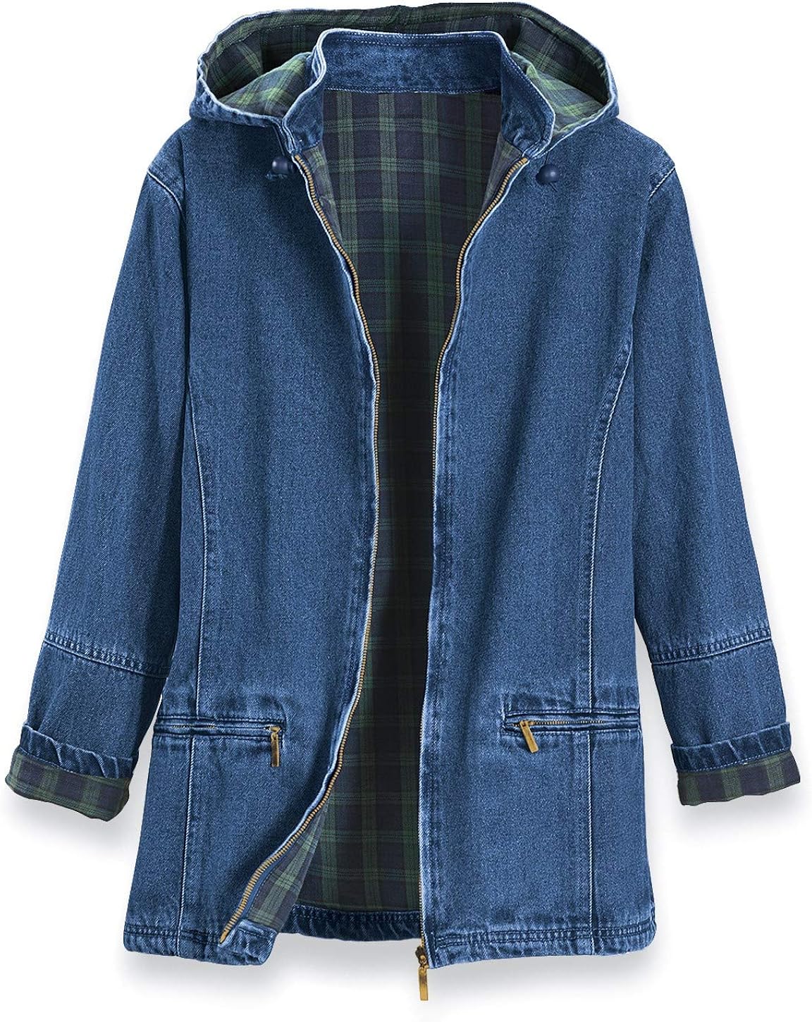 jean jacket with plaid inside