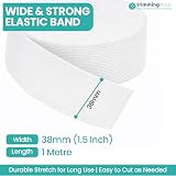 Trimming Shop 38mm Wide Elastic Band White 1m for Sewing Garments view 2