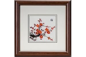 Ebherys Hunan Embroidery Art,Boatyard, Framed Hand Embroidery Artwork, Chinese Traditional Cutlture,Intangible Cultural Heritage Handmade Wall Art… (Plum Blossom)