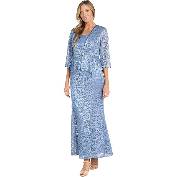 Amazon.com: R&M Richards Women's Long Glitter Lace 2-Piece