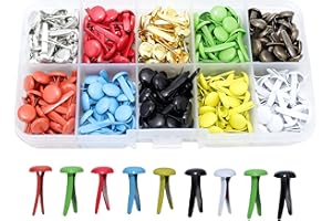 BESTCYC 1Box(300Pcs) 8 * 15mm Mini Brads 10Colors Metal Paper Fasteners Round Split Pins for Scrapbooking, Paper Crafts,Card Making and DIY Craft Projects