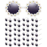 Sumind 24 Pairs Kids Daisy Sunglasses Flower Round Sunglasses for Toddler Child Beach Glasses Cute Eyewear Party Favor (White)