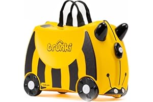 Trunki Ride-On Kids Suitcase | Tow-Along Toddler Luggage | Carry-On Cute Bag with Wheels | Kids Luggage and Airplane Travel Essentials: Bernard Bee Yellow
