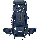 Ubon 60L Internal Frame Hiking Backpack, Rain Cover Included | Camping Backpack Made from 600d Nylon, 7-Stage Torso Fit, Air-Mesh Support, Side Access, Pole Loops, Hydration Port