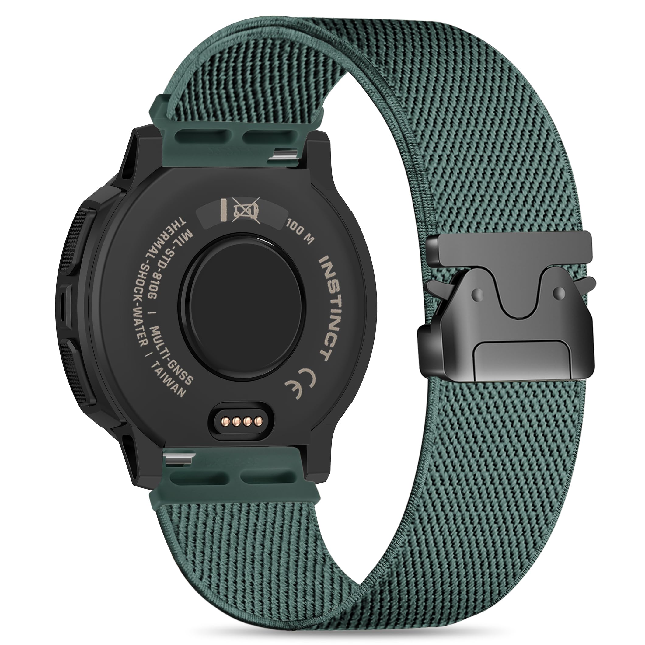 Farluya Elastic Nylon Watch Bands Compatible with Garmin Instinct 2/3 45mm/1 Solar,22mm Soft Adjustable Parachute-style Buckle Sport Strap for Instinct Surf/Tactical/Esports/Tide