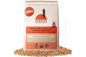 Sunrise Flour Mill Heritage Hard Red Wheat Berries (Turkey Red) (400 Ounce (Pack of 1)) Certified Organic | Non-GMO | Unprocessed | Vegan | Kosher | Shelf-stable Whole Wheat Berries Organic